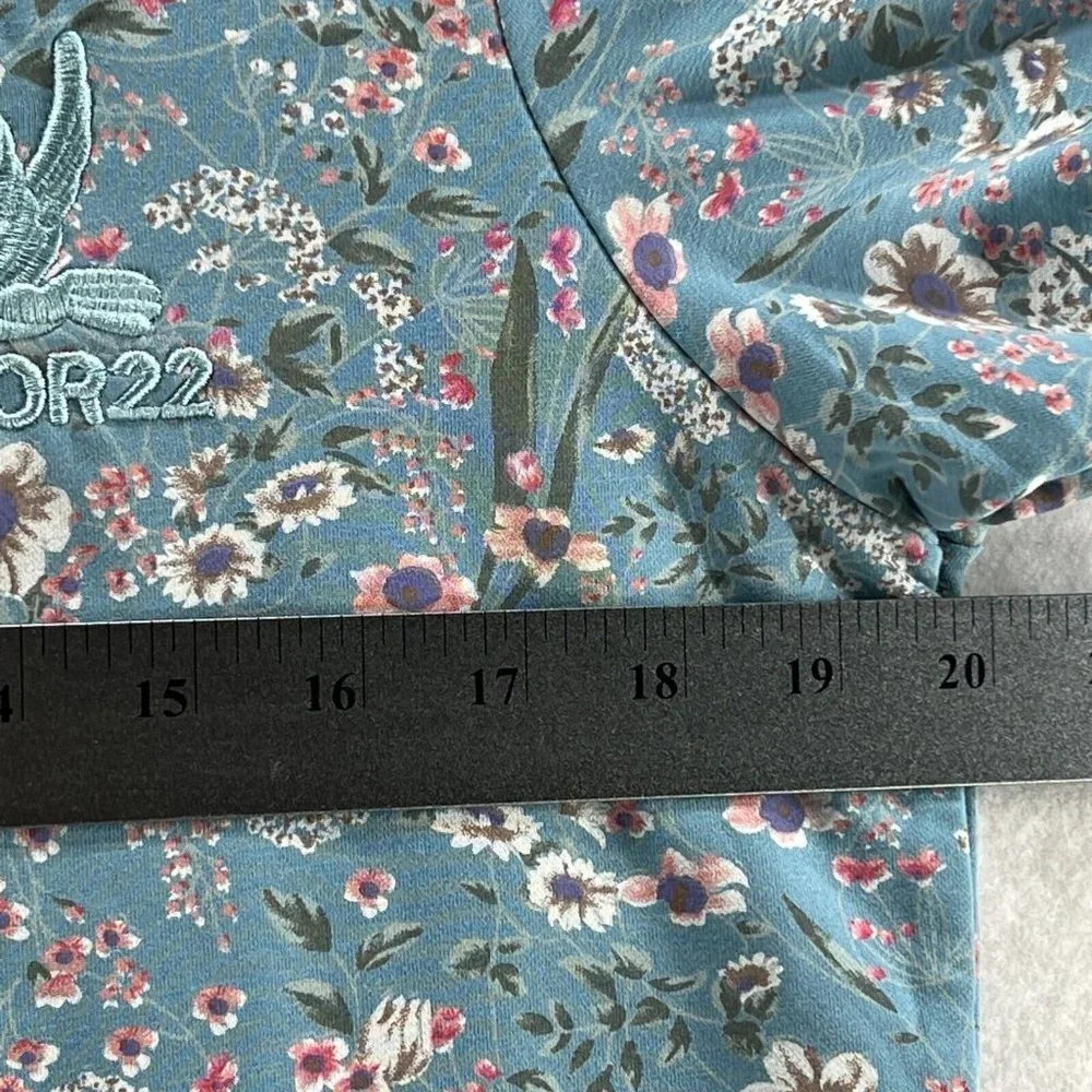 AZOR22 & ASOR SHOP Top Girls XL Floral French Terry Crewneck Long Sleeve Blue - Picture 8 of 10